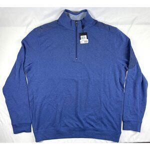 NWT Bugatchi 1/4 Zip Pullover Mens Sweater Shoulder Patch Size XL Blue